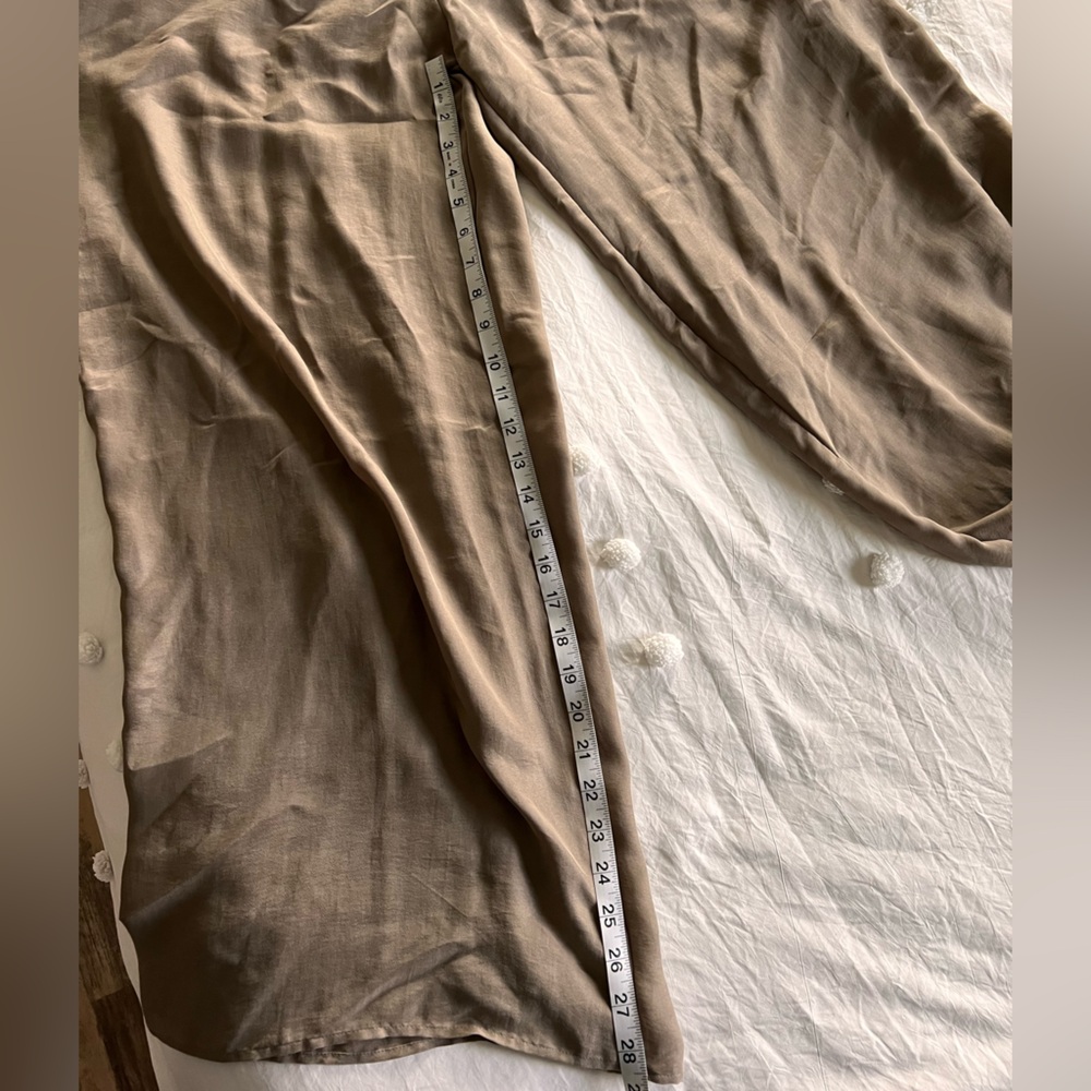 MANGO One-Shoulder Asymmetrical Taupe Wide Leg Jumpsuit BNWT Size L - Picture 6 of 8